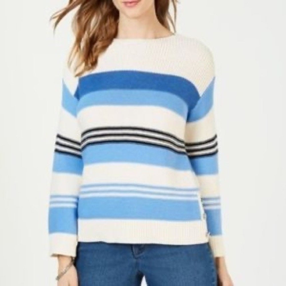 NWT Boatneck Sweater w/ Side Button Hem